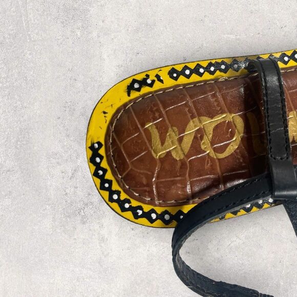 Sam Edelman Gigi Saddle Painted Tribal Leather Thong Sandal Women Size 8 - Picture 7 of 11